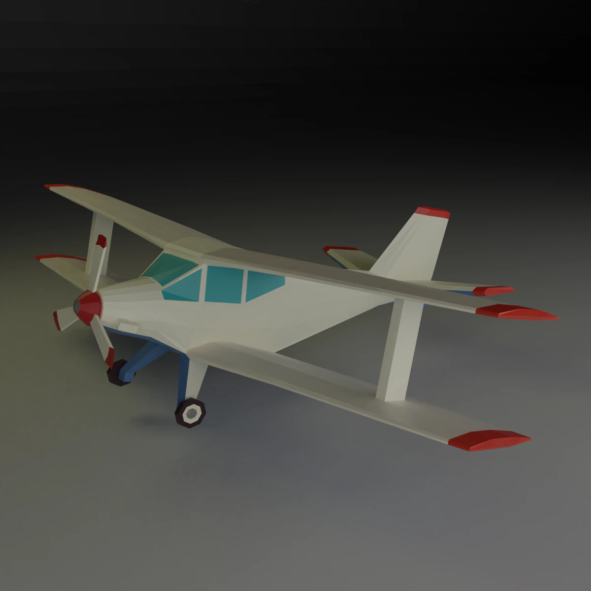 biplane lowpoly 3D Model .c4d .max .obj .3ds .fbx .stl .blend 