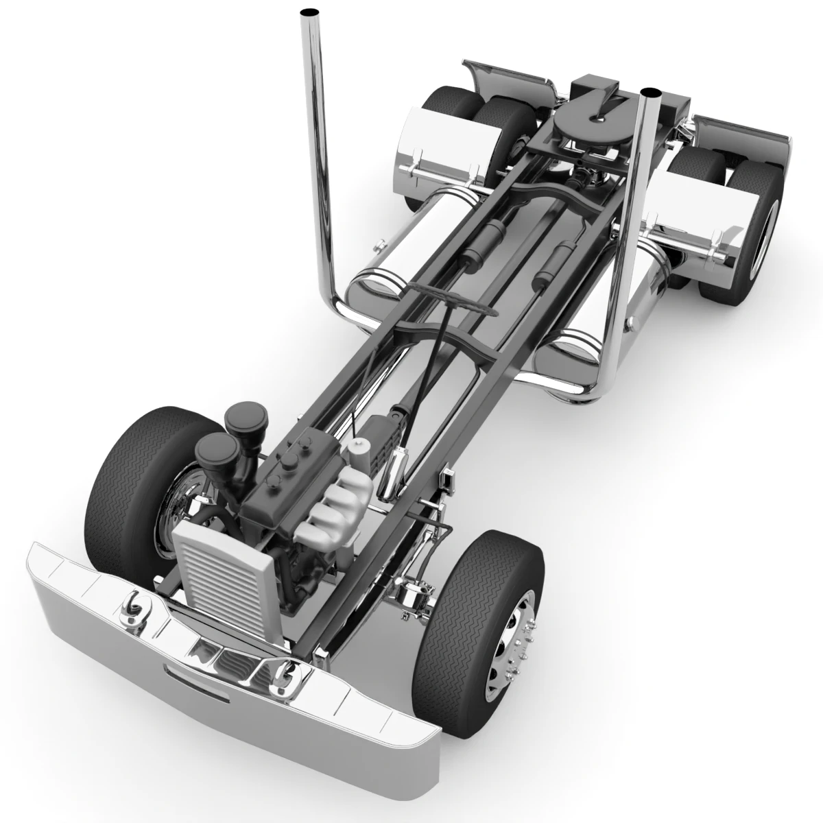 Truck chassis 3D Model .c4d .max .obj .3ds .fbx .stl .blend 