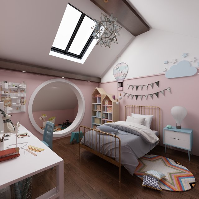 children bedroom Modello 3D .c4d .max .obj .3ds .fbx .stl .blend 