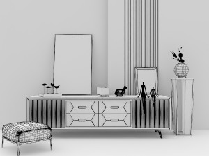console table with decor 3D Model