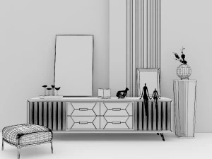 console table with decor 3D Model