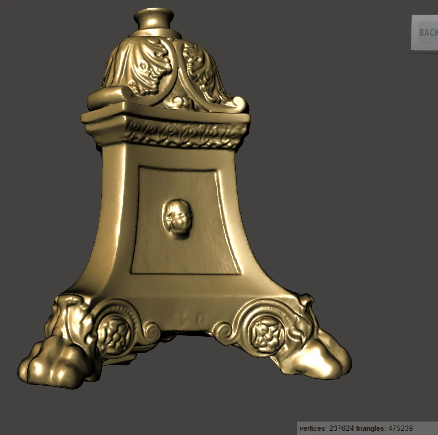 antique table lamp base 3D Model .c4d .max .obj .3ds .fbx .stl .blend 