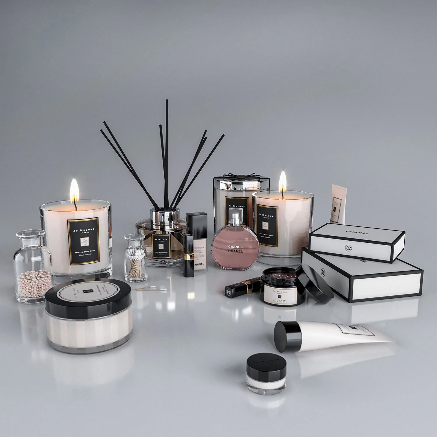 conjunto de cosm&eacute;ticos decorativos Modelo 3D .c4d .max .obj .3ds .fbx .stl .blend 