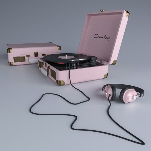crosley vinyl player 3D मॉडल .c4d .max .obj .3ds .fbx .stl .blend 