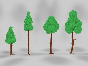 asset pack trees bush stones mushrooms for game 3D Model