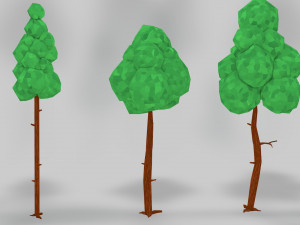 asset pack trees bush stones mushrooms for game 3D Model