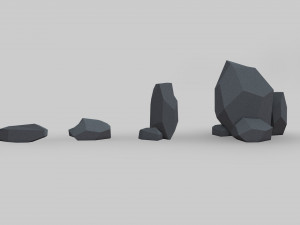 asset pack trees bush stones mushrooms for game 3D Model