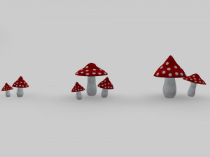 asset pack trees bush stones mushrooms for game 3D Model
