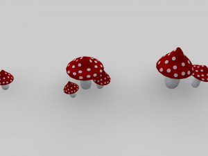 asset pack trees bush stones mushrooms for game 3D Model