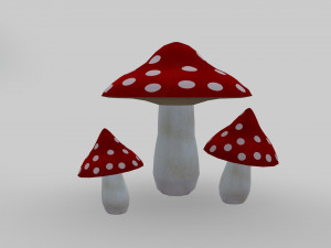 asset pack trees bush stones mushrooms for game 3D Model