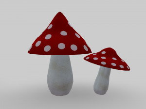 asset pack trees bush stones mushrooms for game 3D Model
