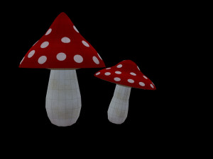 asset pack trees bush stones mushrooms for game 3D Model