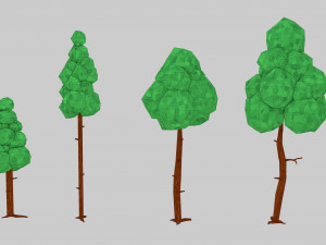 asset pack trees bush stones mushrooms for game 3D Model