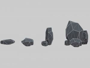 asset pack trees bush stones mushrooms for game 3D Model