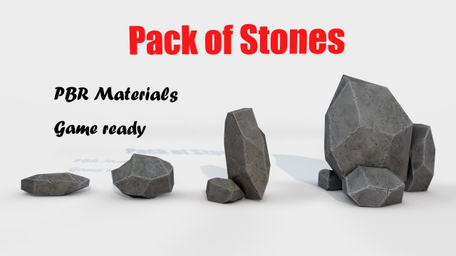 assets pack of stones game ready Model 3D .c4d .max .obj .3ds .fbx .stl .blend 