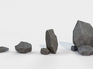 assets pack of stones game ready Model 3D