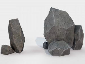assets pack of stones game ready Model 3D