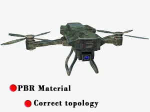 Reconocimiento detallado de drones militares con materiales pbr. Modelo 3D