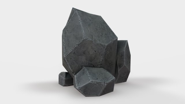 highly detailed stone for game with pbr material low-poly 3D Modell .c4d .max .obj .3ds .fbx .stl .blend