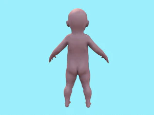 model child with a low and high polygonal grid 3D Model