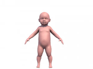 model child with a low and high polygonal grid 3D Model