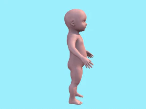 model child with a low and high polygonal grid 3D Model