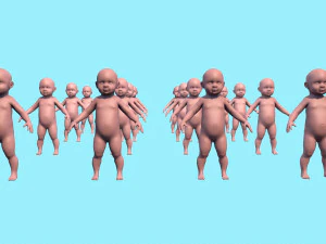 model child with a low and high polygonal grid 3D Model