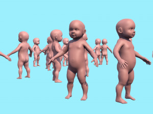 model child with a low and high polygonal grid Modèle 3D