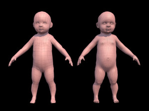 model child with a low and high polygonal grid Modèle 3D