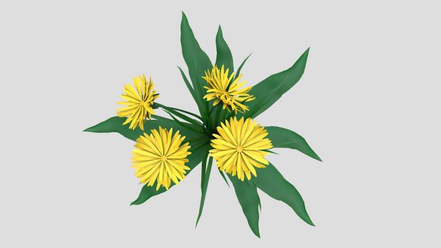 dandelion yellow low-poly Model 3D .c4d .max .obj .3ds .fbx .stl .blend 