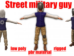 Street military guy - PBR -Rigged- Low poly 3D 모델