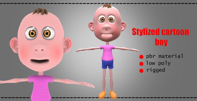 Stylized Cartoon boy Modèle 3D .c4d .max .obj .3ds .fbx .stl .blend 