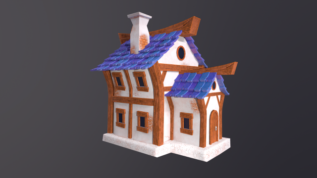 Stylized House with PBR materials Low-poly 3D Model .c4d .max .obj .3ds .fbx .stl .blend 