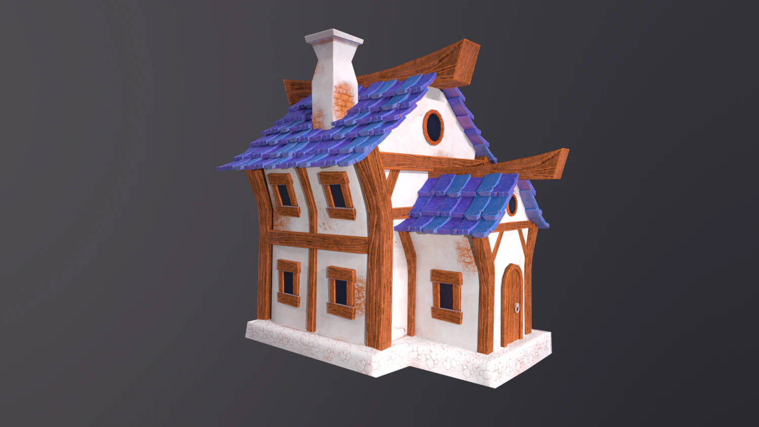 Stylized House with PBR materials Low-poly 3D Model .c4d .max .obj .3ds .fbx .stl .blend 