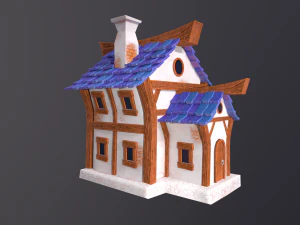 Casa estilizada com materiais PBR Low-poly Modelo 3D