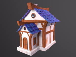 Stylized House with PBR materials Low-poly 3D Model