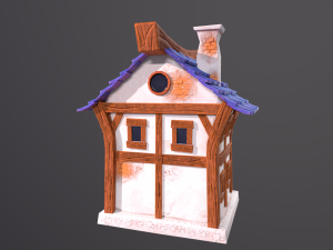Stylized House with PBR materials Low-poly 3D Model
