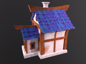 Stylized House with PBR materials Low-poly 3D Model