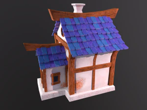 Stylized House with PBR materials Low-poly 3D Model