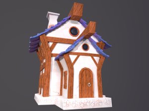 Stylized House with PBR materials Low-poly 3D Model