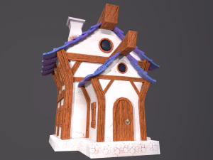 Stylized House with PBR materials Low-poly 3D Model