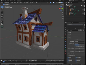 Stylized House with PBR materials Low-poly 3D Model