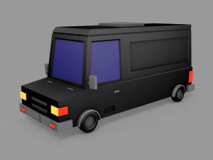 Cartoon Black Bus Car 3D Model