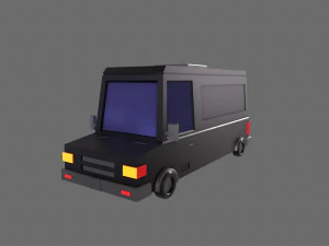 Cartoon Black Bus Car 3D Model