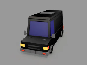 Cartoon Black Bus Car 3D Model