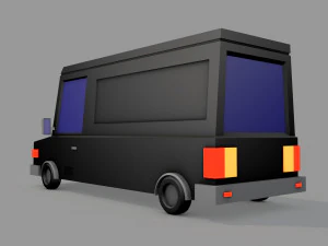 Cartoon Black Bus Car 3D Model