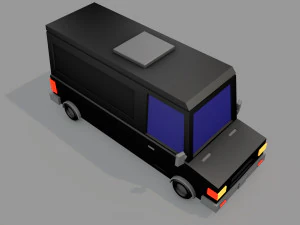 Cartoon Black Bus Car 3D Model