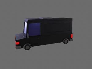 Cartoon Black Bus Car 3D Model