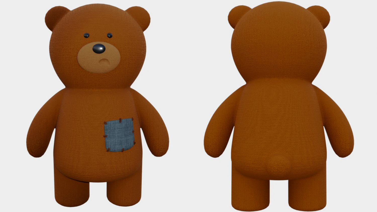 Toy Bear with PBR material Low poly 3D Model .c4d .max .obj .3ds .fbx .stl .blend 