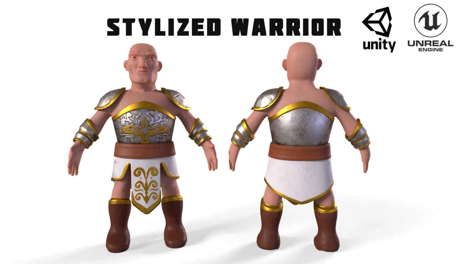 Stylized Warrior with PBR material 3D Model .c4d .max .obj .3ds .fbx .stl .blend